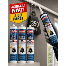 Leon Premium *3 Adet*süper Güçlü 350 kg Ağırlık Taşıyabilen Korniş ve Montaj Yapıştırıcı 450 Gram