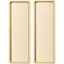 Kittiwake Home Life 2 Adet Gold Dar Dikdörtgen Metal Sunum Tepsisi 33X13 cm – Düz Çay Kahve Tatlı Servis Tepsisi Seti