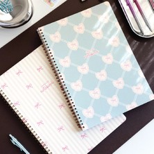 Paperora A4 Spiralli Karton Kapak 2’li Set Düz Çizgisiz Okul Defteri 80 Yaprak, Ders Programlı Kurdele Kalp