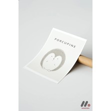 Modiwa Design Kirpi Minimal Poster, Çerçevesiz Yüksek Kalite Duvar Afişi - Hayvan Severlere Hediye
