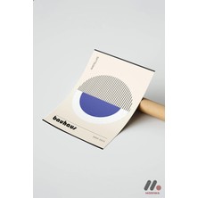 Modiwa Design Bauhaus Mavi Yarım Daire Afişi, Çerçevesiz Yüksek Kalite Duvar Afişi - Modern Ev Dekorasyonu