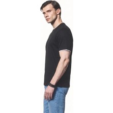 Liwali Kontrast Detaylı Pamuk Modal T-Shirt