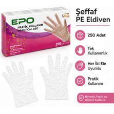 Epo Tek Kullanımlık Şeffaf Eldiven 250'LI Large/standart Beden - Her Iki Ele De Uygun