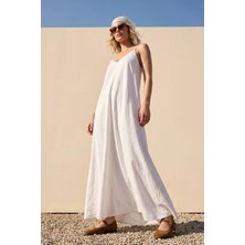 Sherin Beyaz Oversize Uzun Elbise