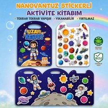 Apexma Nano Vantuzlu Bitmeyen Uzayı Keşfet Temalı 28 Parça Sticker Seti - Yıkanabilir Yırtılmaz Eğitici Tekrar Tekrar Yapışan Çıkartma Set