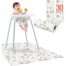 Mey İthalat Minimono Mama Sandalyesi ve Aktivite Örtüsü| 3 Farklı Desen Seçeği | Tek Kullanımlık | Kullan At Sıvı Geçirmez | 100X120 cm | 30 Adet (Orman Hayvanları)