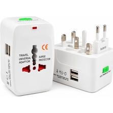 Lisa Butik Unıversal Seyahat Adaptörü / 2 USB Li Çoklu Priz Çevirici Adaptör 2 USB Girişli