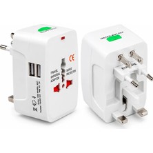 Lisa Butik Evrensel Priz-Fiş Çevirici Seyahat Adaptörü 2 USB - Universal Travel Adapter Üniversal Usb'li