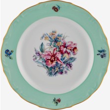 Chiara Alessi Flores Çiçekli Yeşil Porselen Pasta Tabağı 19 cm