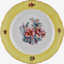 Chiara Alessi Flores Çiçekli Sarı Porselen Pasta Tabağı 19 cm