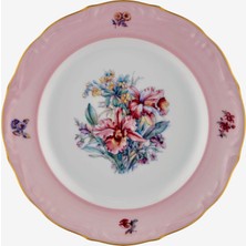 Chiara Alessi Flores Çiçekli Pembe Porselen Pasta Tabağı 19 cm