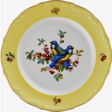 Chiara Alessi Flores Mavi Kuşlu Sarı Porselen Pasta Tabağı 19 cm