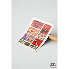 Modiwa Design Vintage Kibrit Etiketleri, Çerçevesiz Yüksek Kalite Duvar Afişi - Film Severlere Hediye