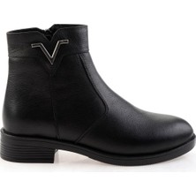Bambi Siyah Hakiki Deri Kadın Bot & Bootie K02286001303