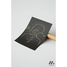Modiwa Design Altın Profil Botanik Poster Yüksek Kalite Duvar Afişi - Modern Ev Dekorasyonu