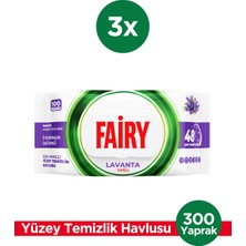 Fairy Çok Amaçlı Yüzey Temizlik Havlusu 100 Yaprak 3 Adet | Lavanta Yağlı | Beyaz Sirke Karbonat