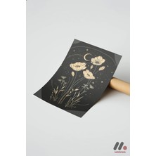 Modiwa Design Altın Gelincik Gece Poster, Çerçevesiz Yüksek Kalite Duvar Afişi - Modern Ev Dekorasyonu