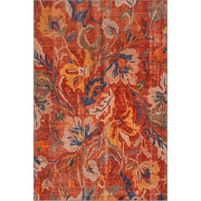 Artloop Florart Renkli Modern Soyut Çiçek Desenli Dokuma Tabanlı Şönil Halı Al 570