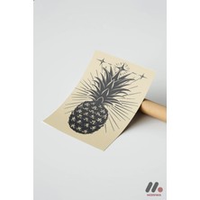 Modiwa Design Altın Ananas Mistik, Çerçevesiz Yüksek Kalite Duvar Afişi - Modern Ev Dekorasyonu