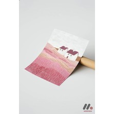 Modiwa Design Pembe Kır Evi Manzarası, Çerçevesiz Yüksek Kalite Duvar Afişi - Modern Ev Dekorasyonu