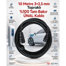 Ünal Kablo Elektrikli Araç Şarj Uzatma Kablosu 10 Metre 3x2.5 Mm² %100 Saf Bakır Kauçuk Erkek-Dişi Fişli Tse Ce Belgeli