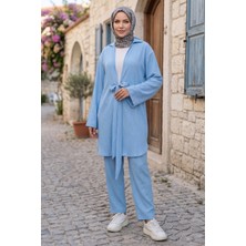Hafsa Mina Bağlamalı Kimonolu Ikili Takım Bebe Mavisi HM2938