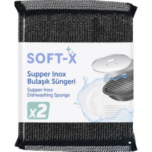 Soft-X Supper Inox Bulaşık Süngeri 2'li Eko Paket