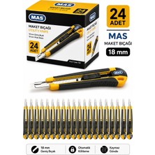 Mas Kauçuk Gövdeli Küçük Boy Maket Bıçağı 24'lü Kutu
