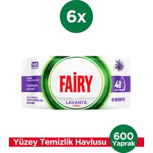 Fairy Çok Amaçlı Yüzey Temizlik Havlusu 100 Yaprak 6 Adet | Lavanta Yağlı | Beyaz Sirke Karbonat