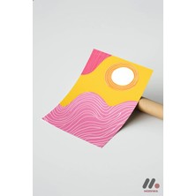 Modiwa Design Sarı Pembe Organik Soyut, Çerçevesiz Yüksek Kalite Duvar Afişi - Modern Ev Dekorasyonu