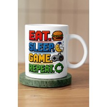 Mithor Shop Eat Sleep Game Repeat Piksel Art Tasarım Kupa