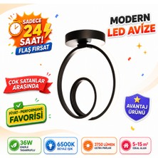 Nehir Hediyelik Nehir Siyah Tekli Plafonyer LED Beyaz Işık Ultra Ledli Salon Mutfak Oda Hol Ledli Avize