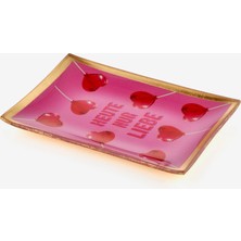 Gift Company Pembe Cam Liebe Dekoratif Tabak 10X0,8X14,2 cm