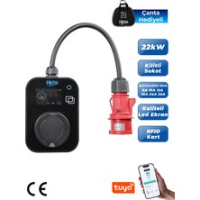 Hims 22KW Kilitli Soketli Siyah Taşınabilir Araç Şarj Istasyonu Hcts-22-S