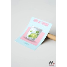 Modiwa Design Gin Tonic İllüstrasyon, Çerçevesiz Yüksek Kalite Duvar Afişi - Mutfak Dekorasyonu