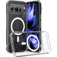 Caseonn Google Pixel 9 Pro Xl Kılıf Magsafe Özellikli Sararmaz Kristal Sert Kapak Şeffaf