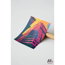 Modiwa Design Renkli Bina Pop Art, Çerçevesiz Yüksek Kalite Duvar Afişi - Renkli Ev Dekorasyonu