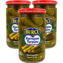 Burcu Kornişon Turşusu Cam Kavanoz 320 gr x 3 Adet