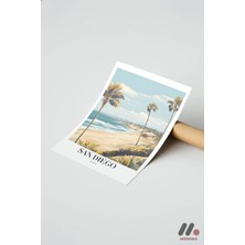 Modiwa Design San Diego Sahil Posteri Yüksek Kalite Duvar Afişi - Seyahat Severlere Hediye