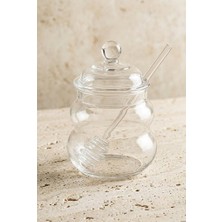Atbyhome Borosilikat Cam Bal Kavanozu 400 ml - Cam Bal Kaşıklı Ve Kapaklı Bal Kasesi