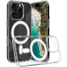 Caseonn Apple iPhone 16 Pro Max Kılıf Magsafe Özellikli Sararmaz Kristal Sert Kapak Şeffaf