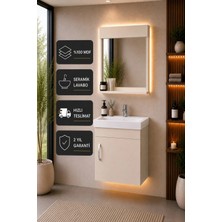 Luzia 50 cm Banyo Dolabı Seti ( %100 Mdf + Seramik Lavabolu + Aynalı Dolap ) Vision Renk