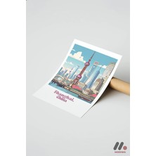 Modiwa Design Şanghay Seyahat Posteri Yüksek Kalite Duvar Afişi - Seyahat Severlere Hediye