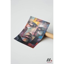 Modiwa Design Kübist Yüz Kompozisyon Yüksek Kalite Duvar Afişi - Renkli Ev Dekorasyonu
