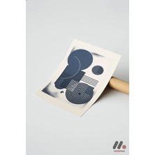 Modiwa Design Lacivert Geometrik Soyut, Çerçevesiz Yüksek Kalite Duvar Afişi - Renkli Ev Dekorasyonu