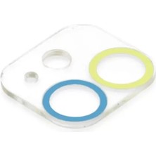 Bezos iPhone 12 Mini Renkli Kamera Lens Koruma Cam - Sarı-Mavi
