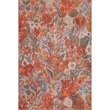 Artloop Florart Renkli Kır Çiçekli Modern Desenli Dokuma Tabanlı Şönil Halı Al 598