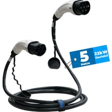 Hims EMEF-22T2-SB-5 22KW Tip 2 Beyaz Soketli 5m Elektrikli Araç Şarj Kablosu