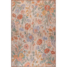 Artloop Florart Renkli Çiçekli Modern Desenli Dokuma Tabanlı Şönil Halı Al 572