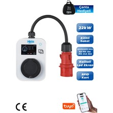 Hims 22KW Kilitli Soketli Beyaz Taşınabilir Araç Şarj Istasyonu Hcts-22-B